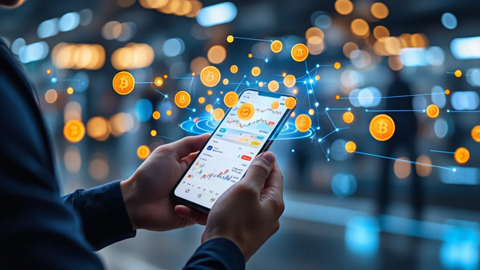 A man holding a phone, buying crypto.